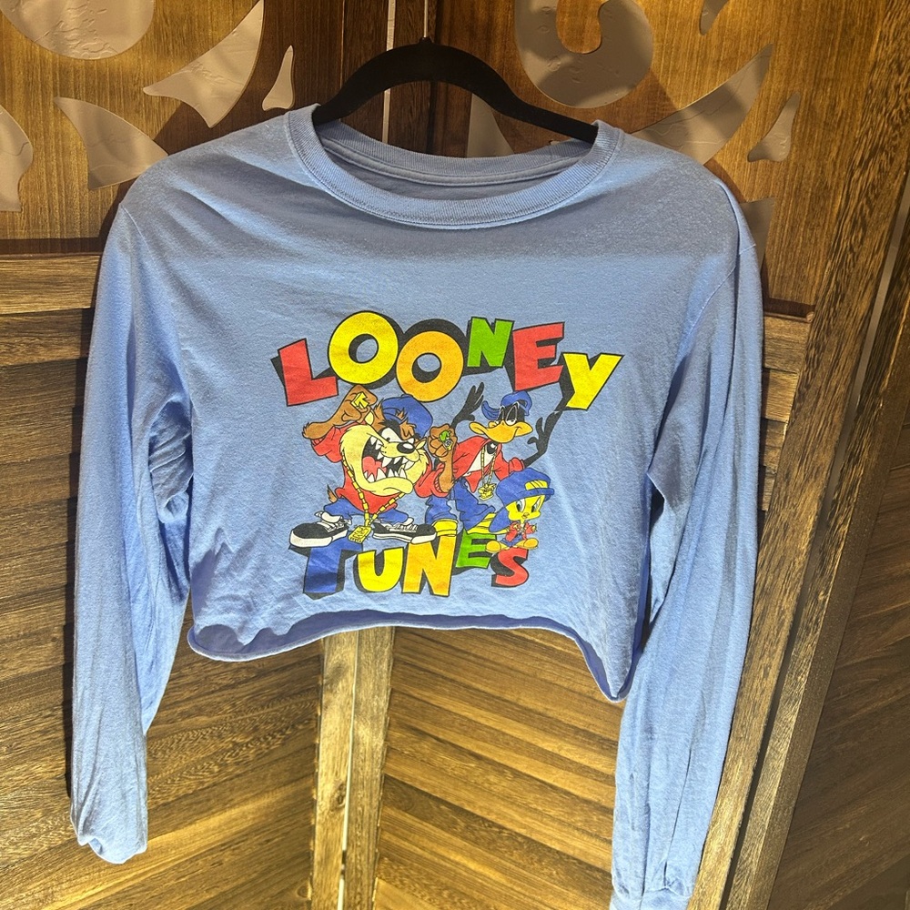 Looney Tunes Cropped Blue Long Sleeve Tee